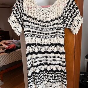 Black and White Crochet Dress